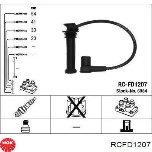 RCFD1207 NGK cables de bujías