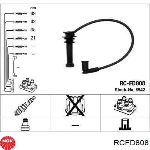 RCFD808 NGK cables de bujías
