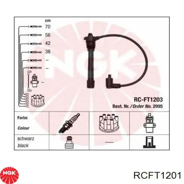 RCFT1201 NGK cables de bujías
