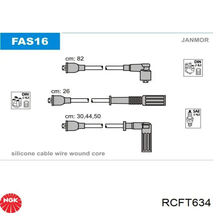 RC-FT634 NGK juego de cables de encendido