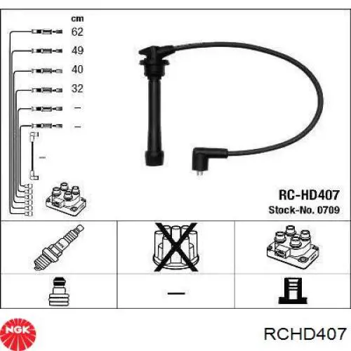 RCHD407 NGK Cables de alta tensión, juego