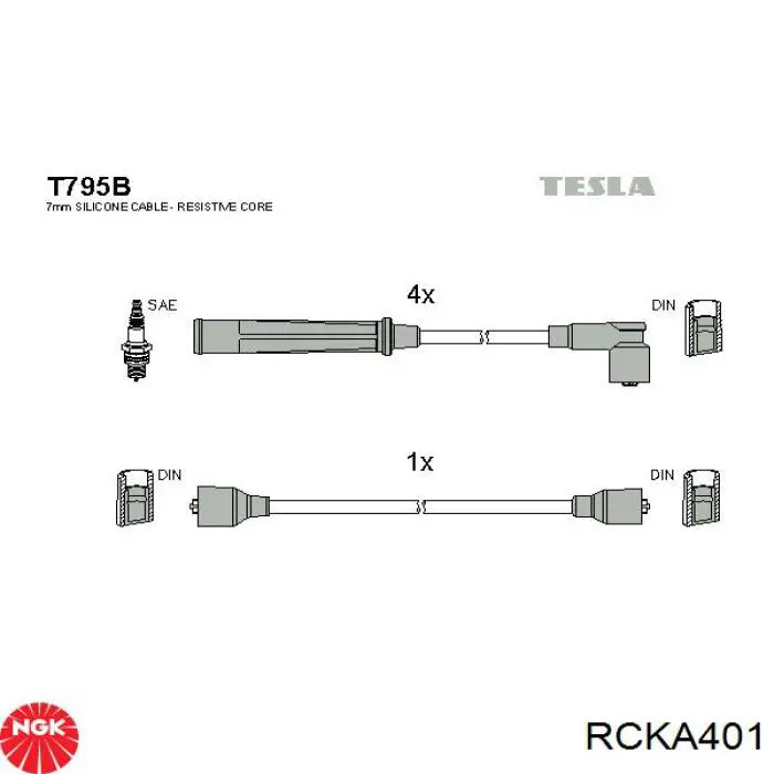 RC-KA 401 NGK juego de cables de encendido