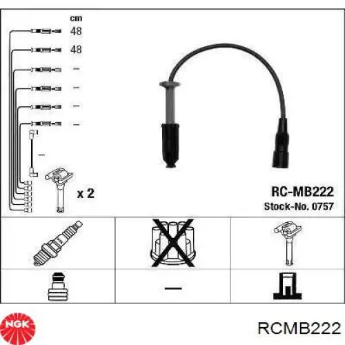 RCMB222 NGK Cables de alta tensión, juego