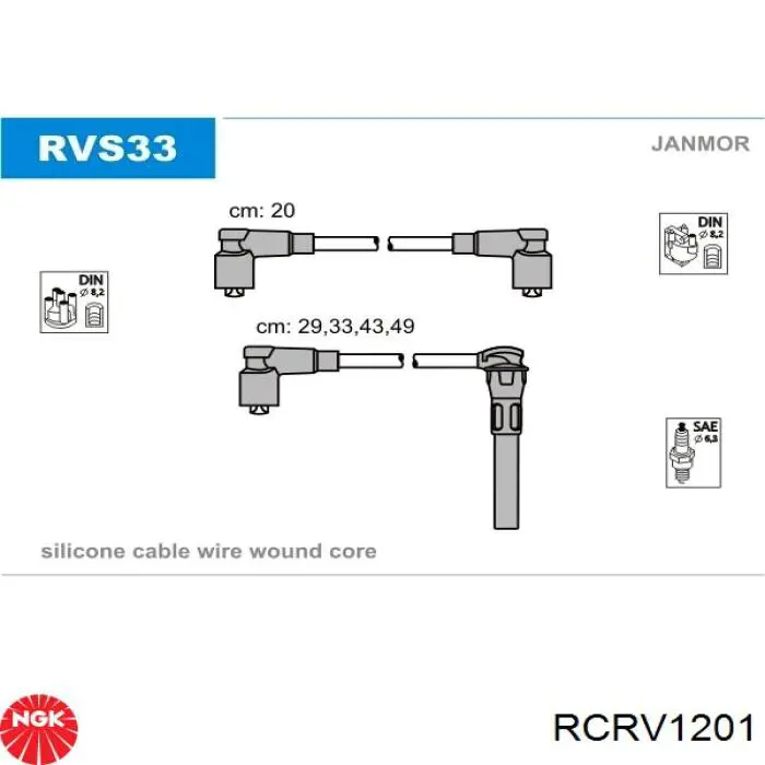 RC-RV1201 NGK juego de cables de encendido