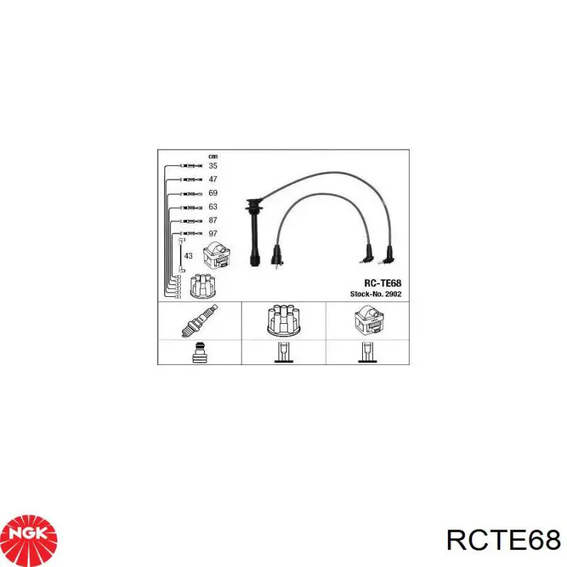 RC-TE68 NGK juego de cables de encendido