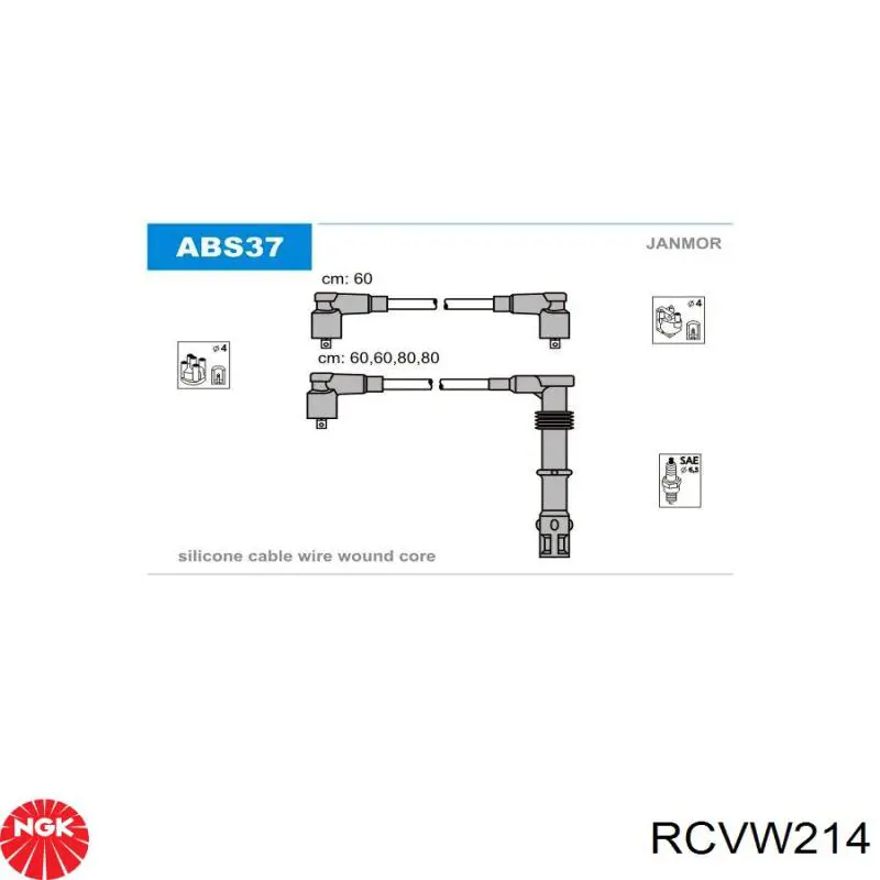 RC-VW214 NGK juego de cables de encendido