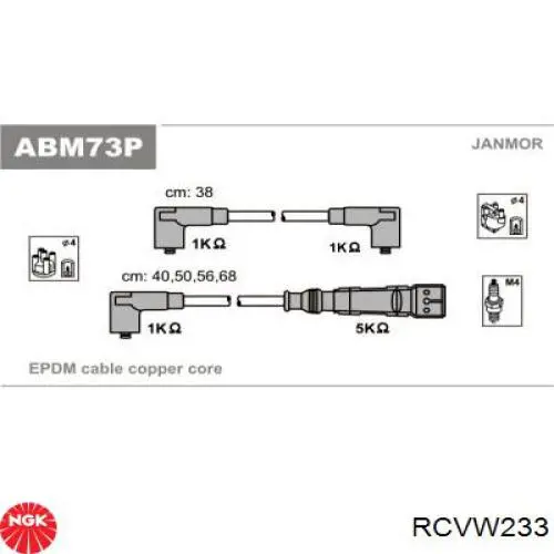 RC-VW233 NGK juego de cables de encendido