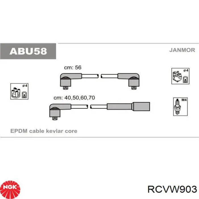 RCVW903 NGK Cables de alta tensión, juego