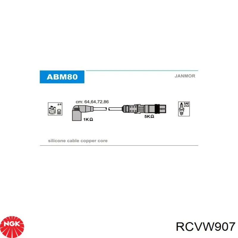 RCVW907 NGK Cables de alta tensión, juego