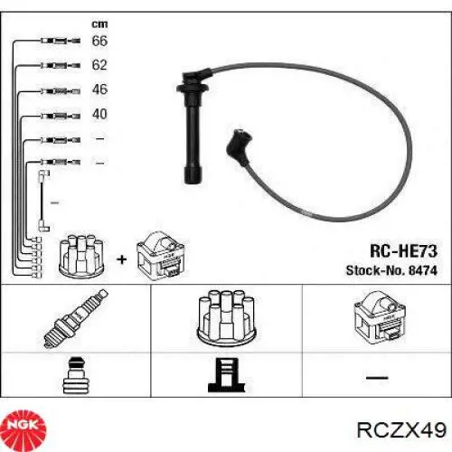 RCZX49 NGK Cables de alta tensión, juego
