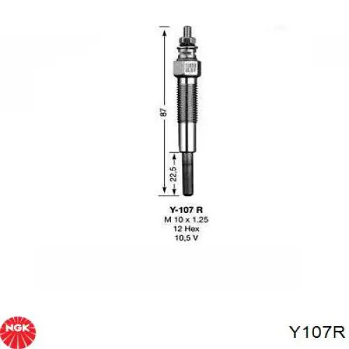 Bujía de precalentamiento Y107R NGK