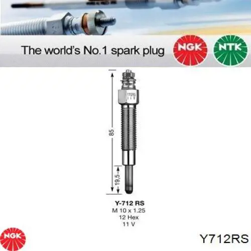 Y-712RS NGK bujía de precalentamiento