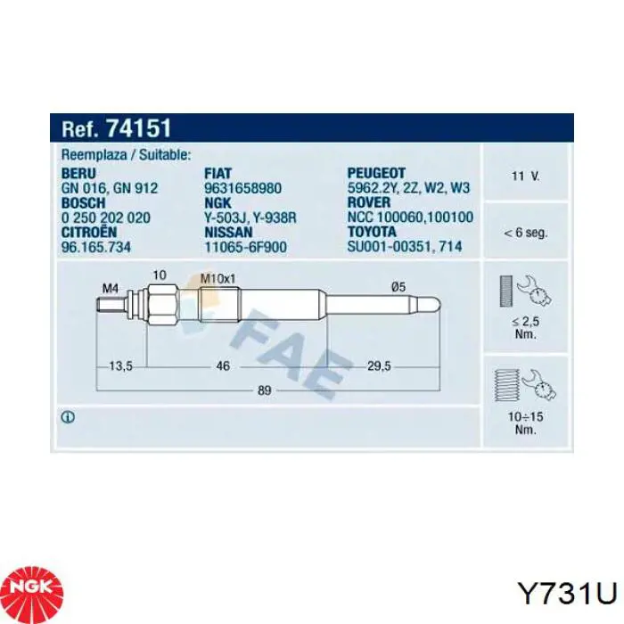 Y731U NGK