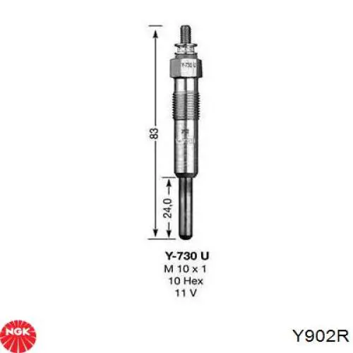 Bujía de precalentamiento Y902R NGK