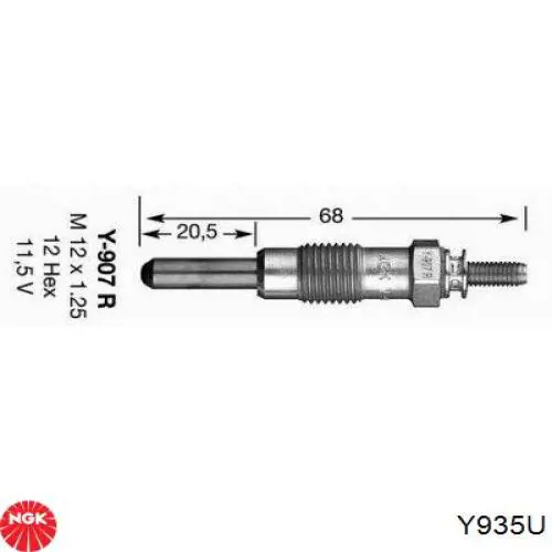 Bujía de precalentamiento Y935U NGK