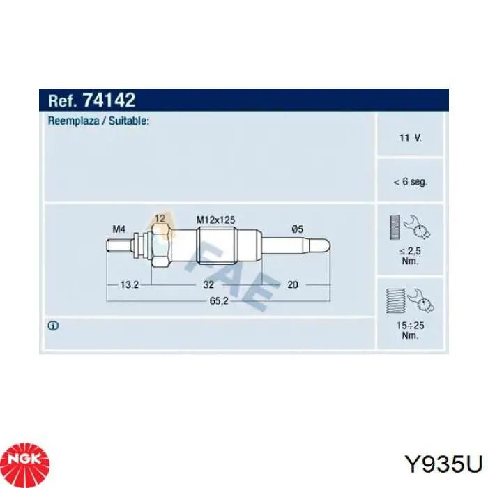 Bujías incandescentes NGK Y935U precio, desde 12,96 EUR