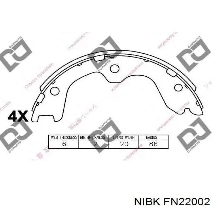 FN22002 Nibk zapatas de freno de mano