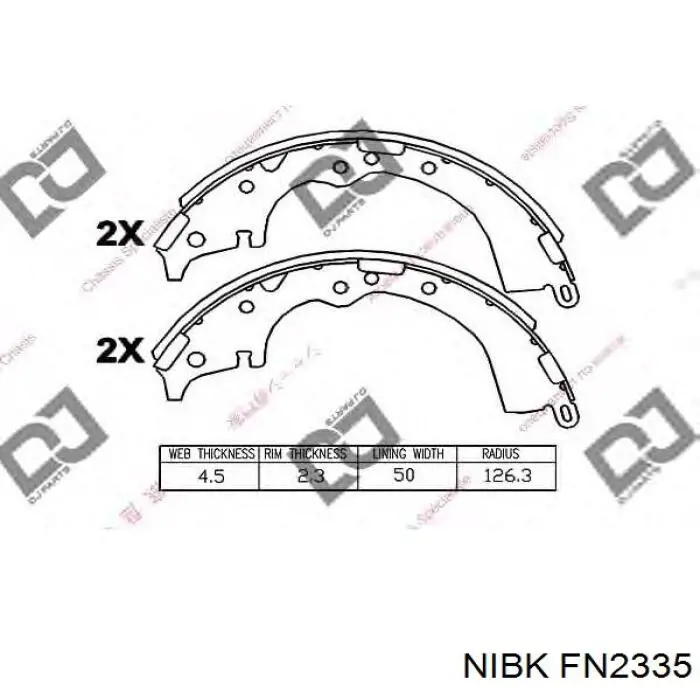 FN2335 Nibk zapatas de frenos de tambor traseras