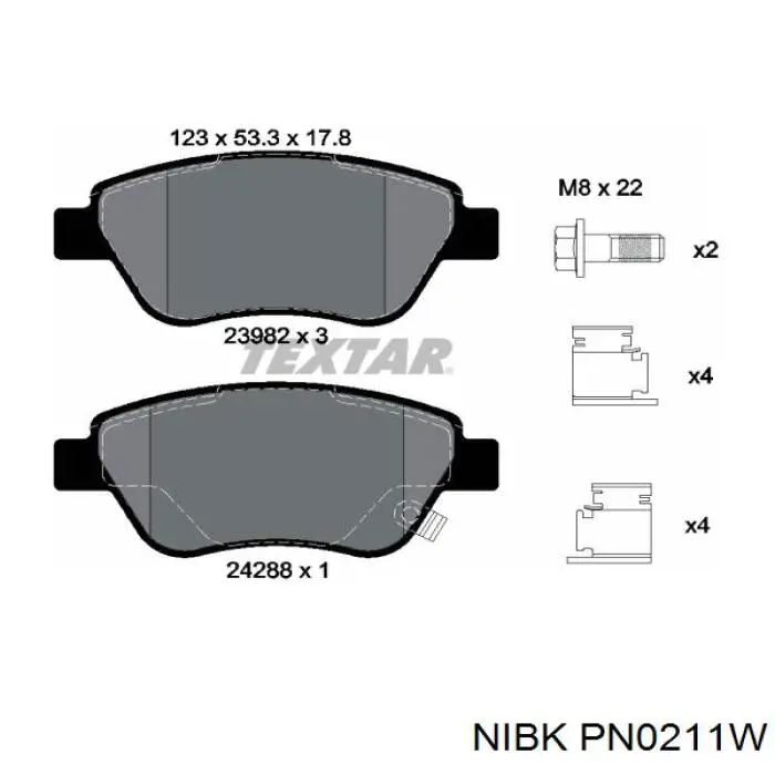 PN0211W Nibk pastillas de freno delanteras