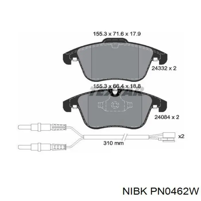 PN0462W Nibk pastillas de freno delanteras