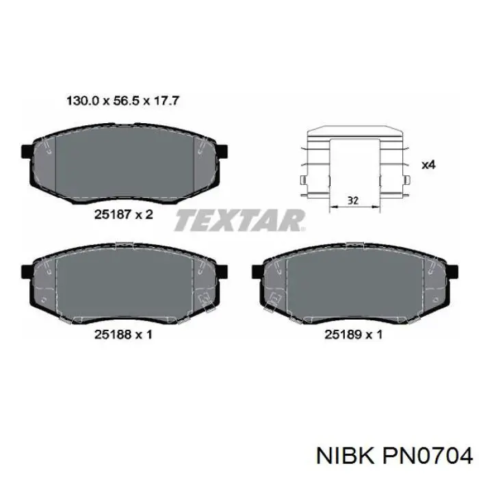 Pastillas de freno PN0704 Nibk