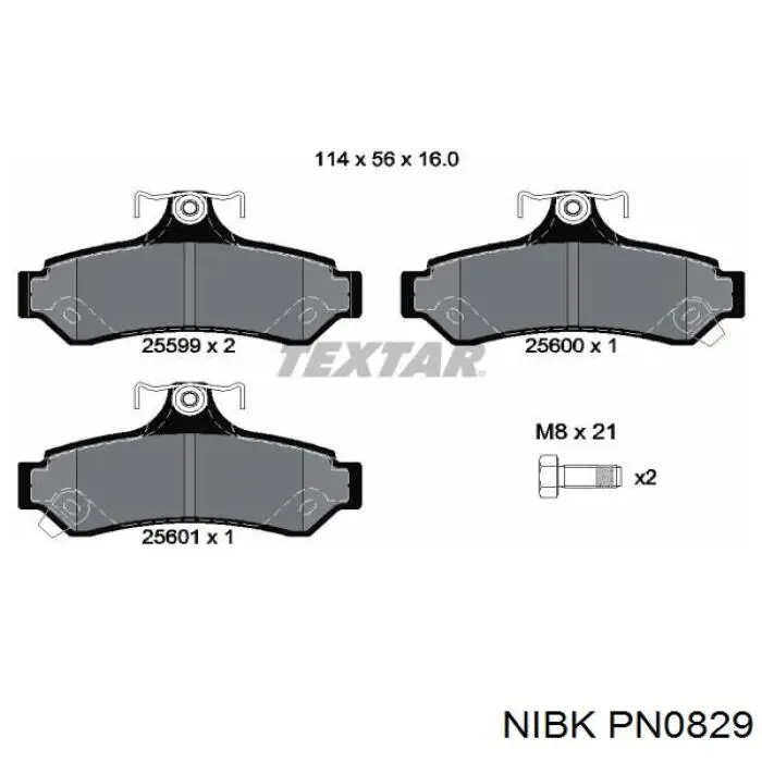 Pastillas de freno traseras PN0829 Nibk