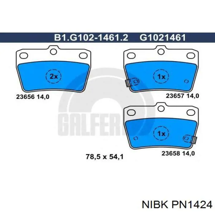 PN1424 Nibk pastillas de freno traseras