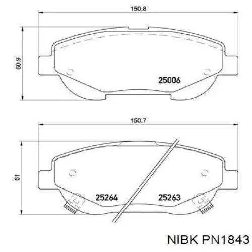 PN1843 Nibk pastillas de freno delanteras