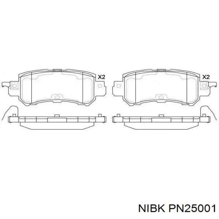 Comprar PN25001 Nibk Pastillas de freno traseras