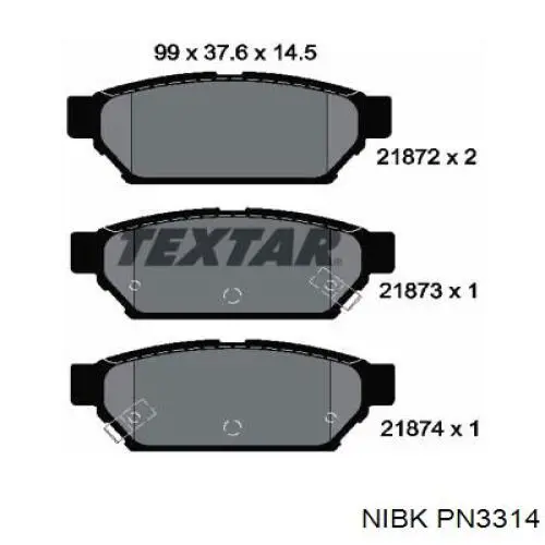 PN3314 Nibk pastillas de freno traseras