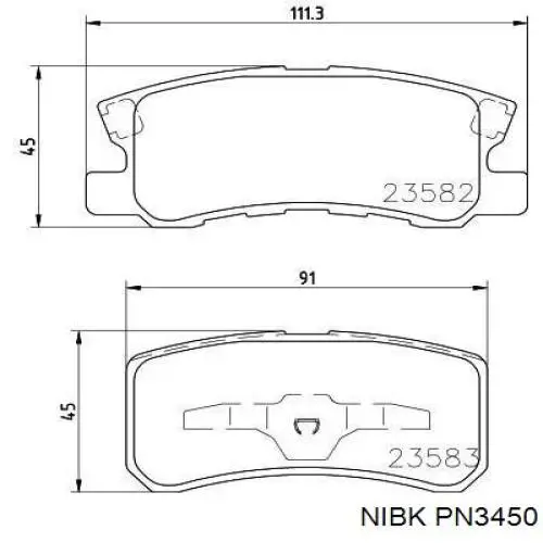 PN3450 Nibk pastillas de freno traseras