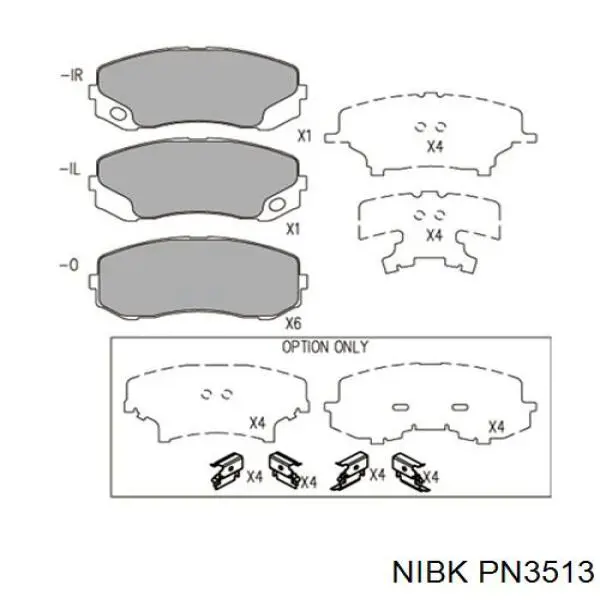 PN3513 Nibk pastillas de freno delanteras