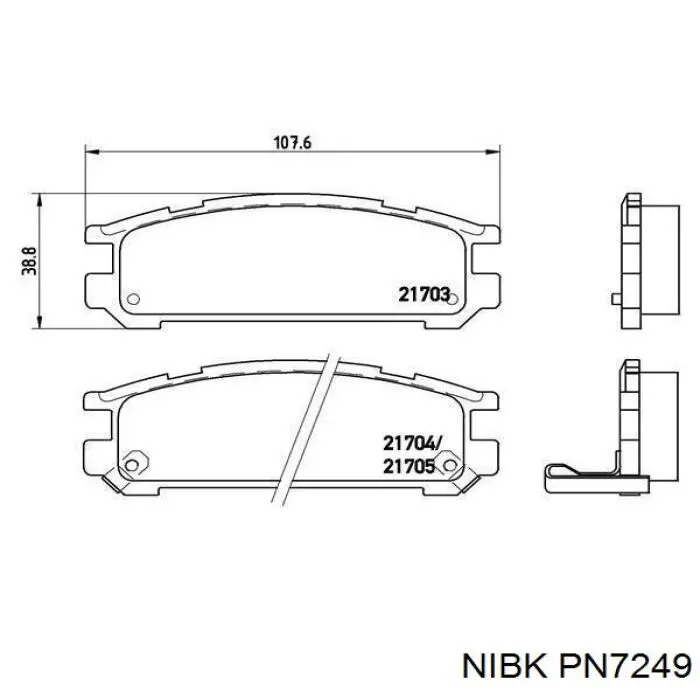 PN7249 Nibk pastillas de freno traseras