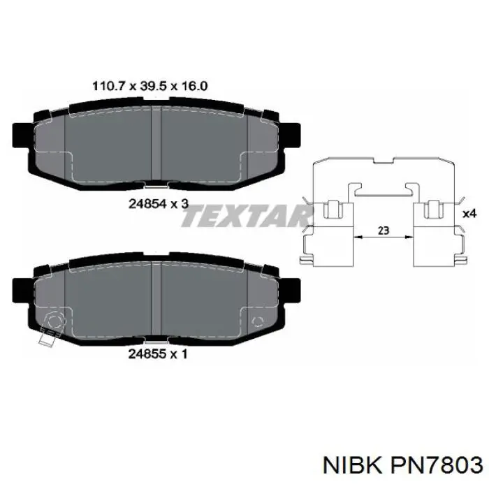 Pastillas de freno traseras PN7803 Nibk