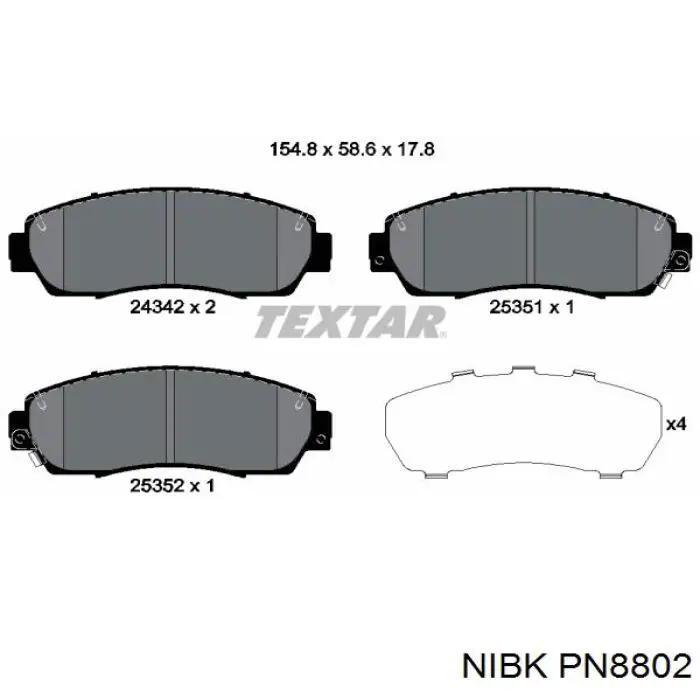 PN8802 Nibk Pastillas delanteras