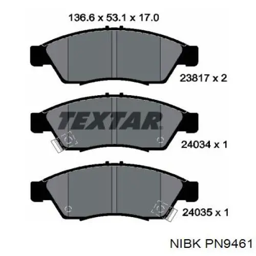 PN9461 Nibk pastillas de freno delanteras