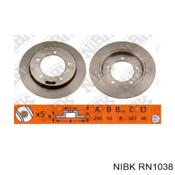 RN1038 Nibk disco de freno delantero