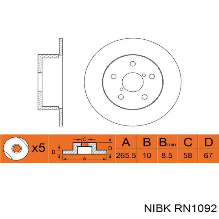 RN1092 Nibk disco de freno trasero