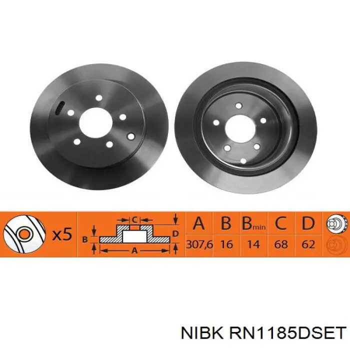 RN1185DSET Nibk disco de freno trasero