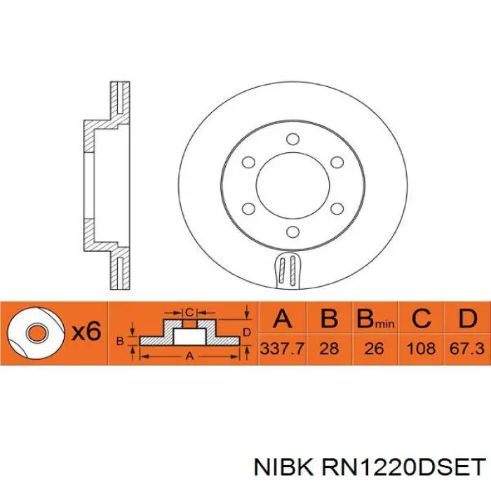 RN1220DSET Nibk freno de disco delantero