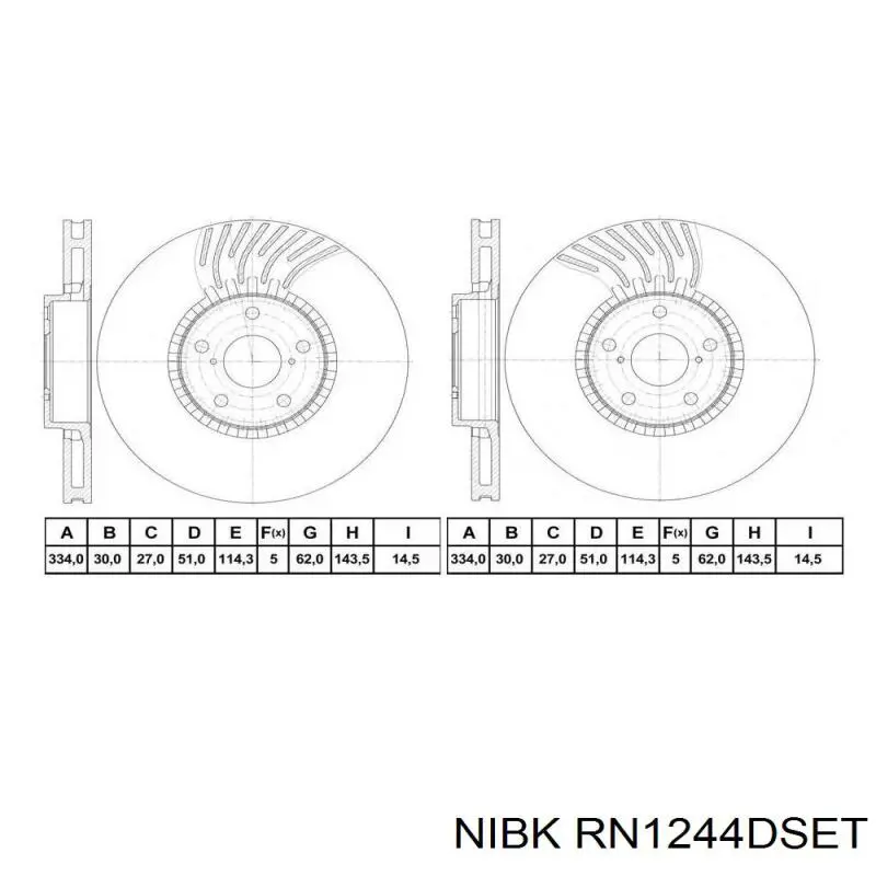 RN1244DSET Nibk disco de freno delantero