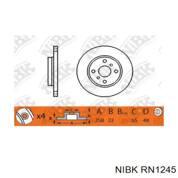 RN1245 Nibk disco de freno delantero