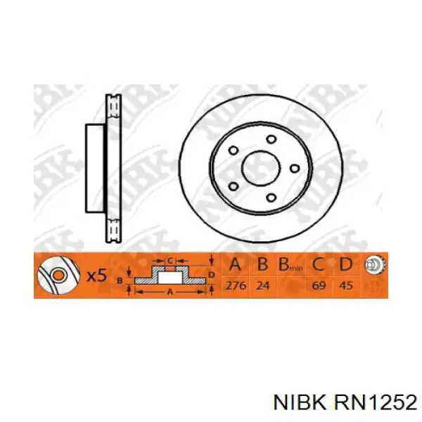 RN1252 Nibk freno de disco delantero