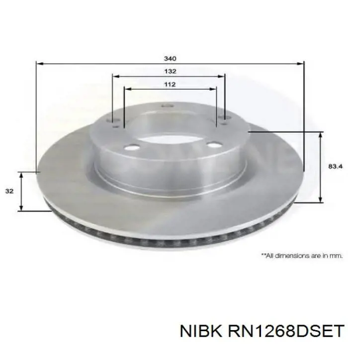 RN1268DSET Nibk disco de freno delantero