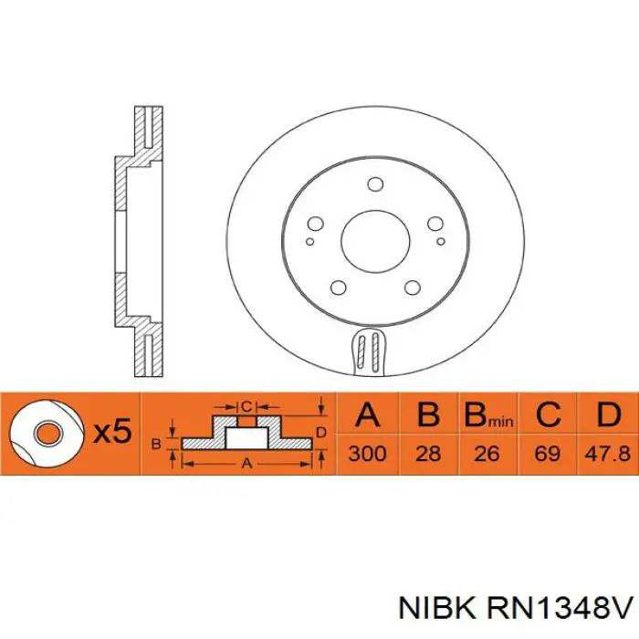 RN1348V Nibk disco de freno delantero