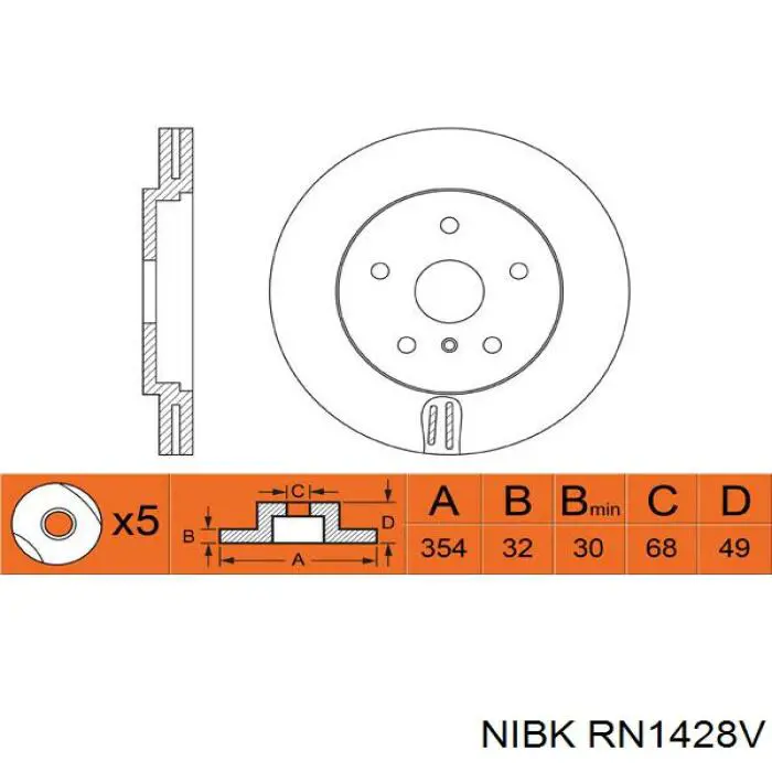 RN1428V Nibk disco de freno delantero