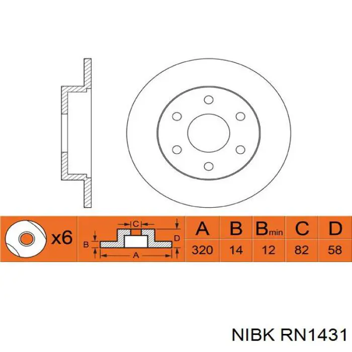 RN1431 Nibk disco de freno trasero