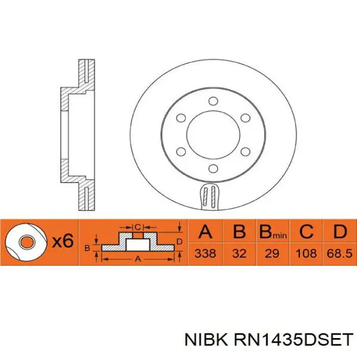 RN1435DSET Nibk disco de freno delantero