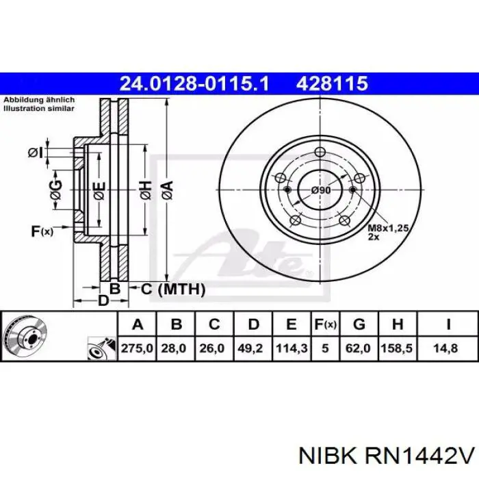 RN1442V Nibk freno de disco delantero