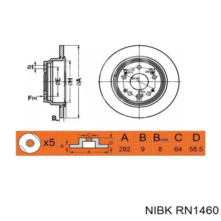 RN1460 Nibk disco de freno trasero